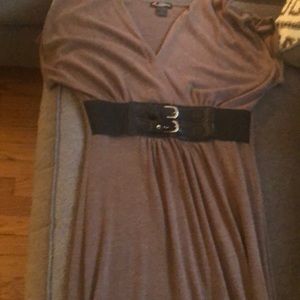 Long brown dress.